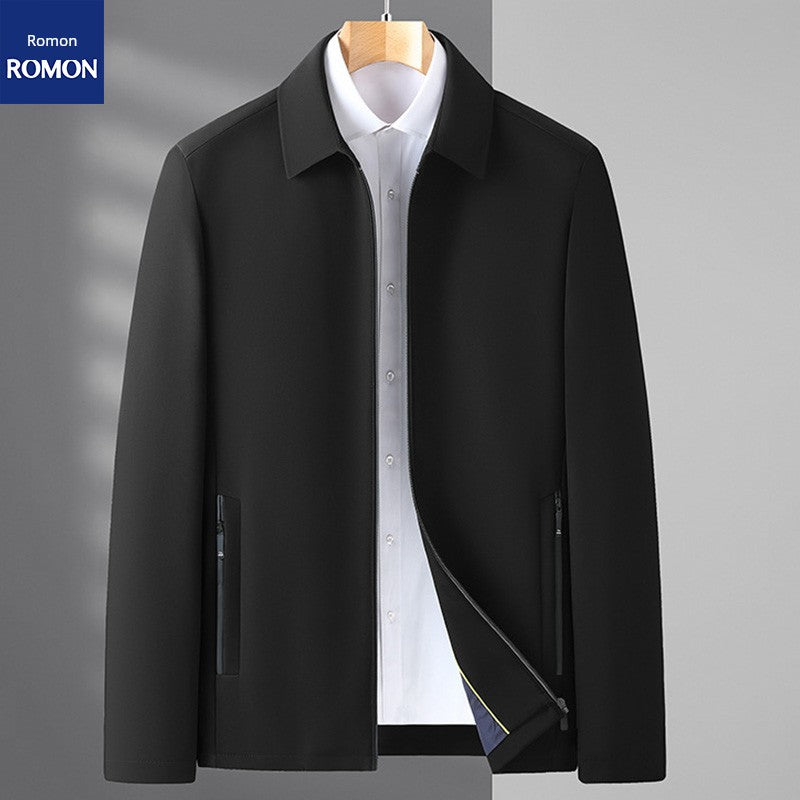 Romon Woolen Jacket Men's Spring and Autumn Lapel Business Casual Wool Jacket Clothing for Middle-Aged Dad Thin Jacket