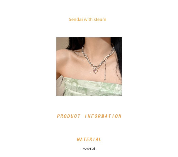 Transparent Women's Sweet Cool Hot Girl Pure Desire Style Clavicle Chain Pearl