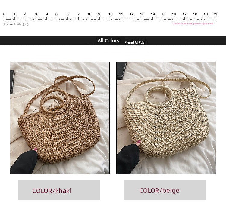 Retro Large Capacity Unique One-Shoulder Straw Bag