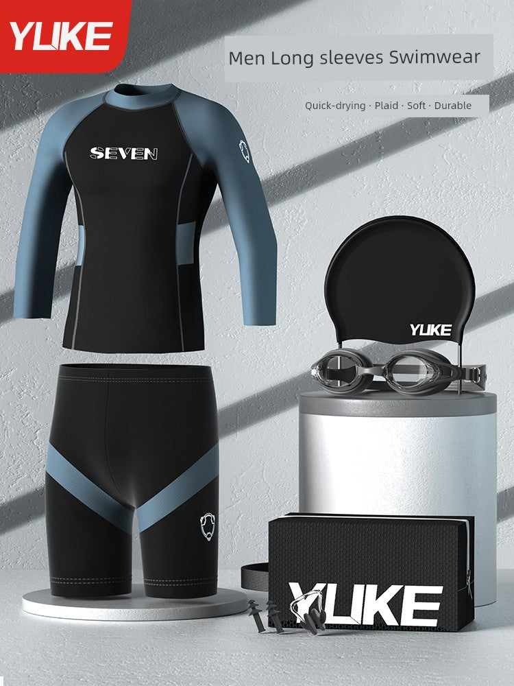 Long Sleeves Sun Protection Quick-Drying Diving Surfing Suit Men's Swimsuit
