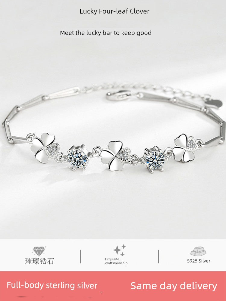 Niche Style Entire Sterling Silver Girl Fancy Four-Leaf Clover