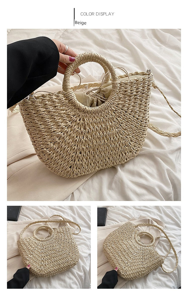 Retro Large Capacity Unique One-Shoulder Straw Bag