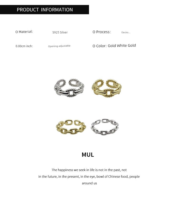 Accessible Luxury Sterling Silver Fancy Ins Little Finger Ring Women's Chain