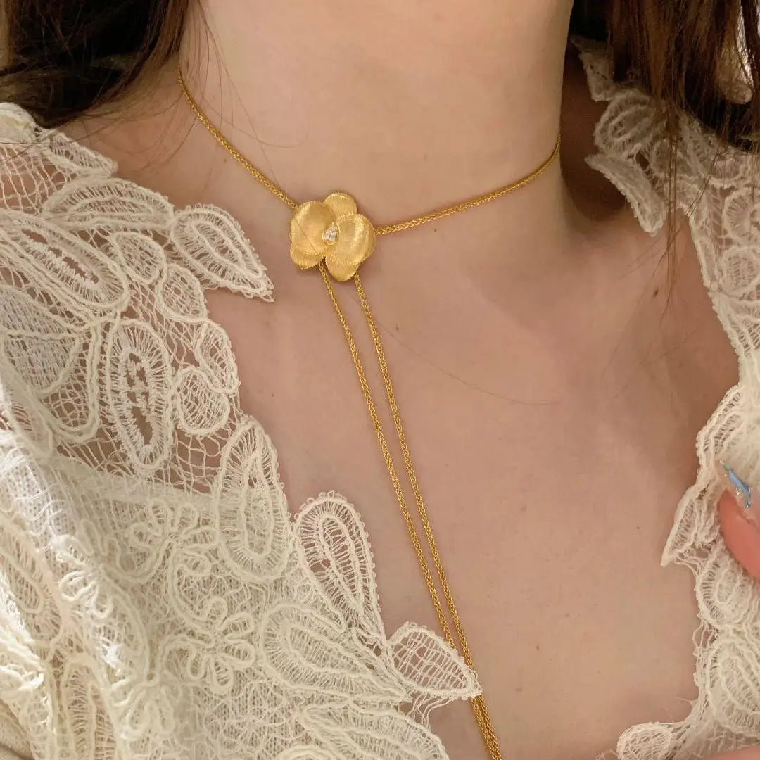 925 silver elegant butterfly orchid necklace new in brushed velvet pearl tassel layered flower collarbone chain wedding jewelry