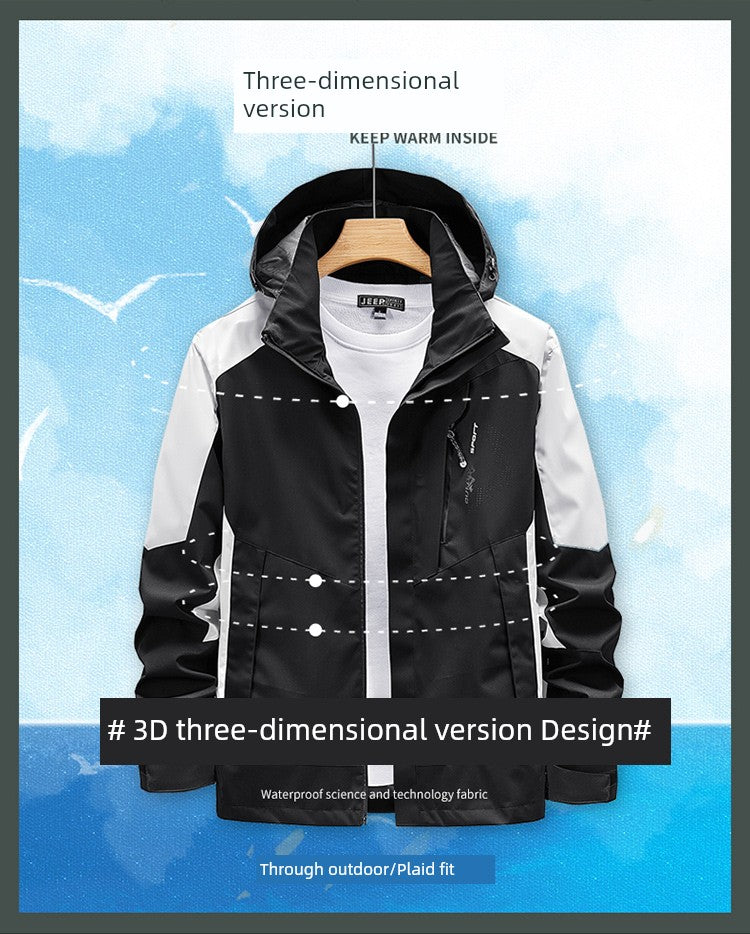 Outdoor Shell Jacket Men's Autumn Fashion Brand plus Size Army Green Outwear Single Layer Color Matching Windproof Women's Mountaineering Clothing