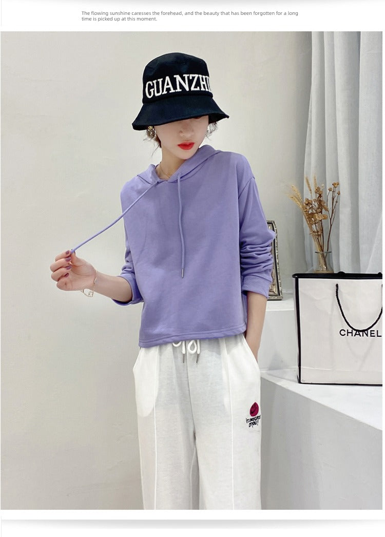 Loose Sweater Fall High Waist Hooded White