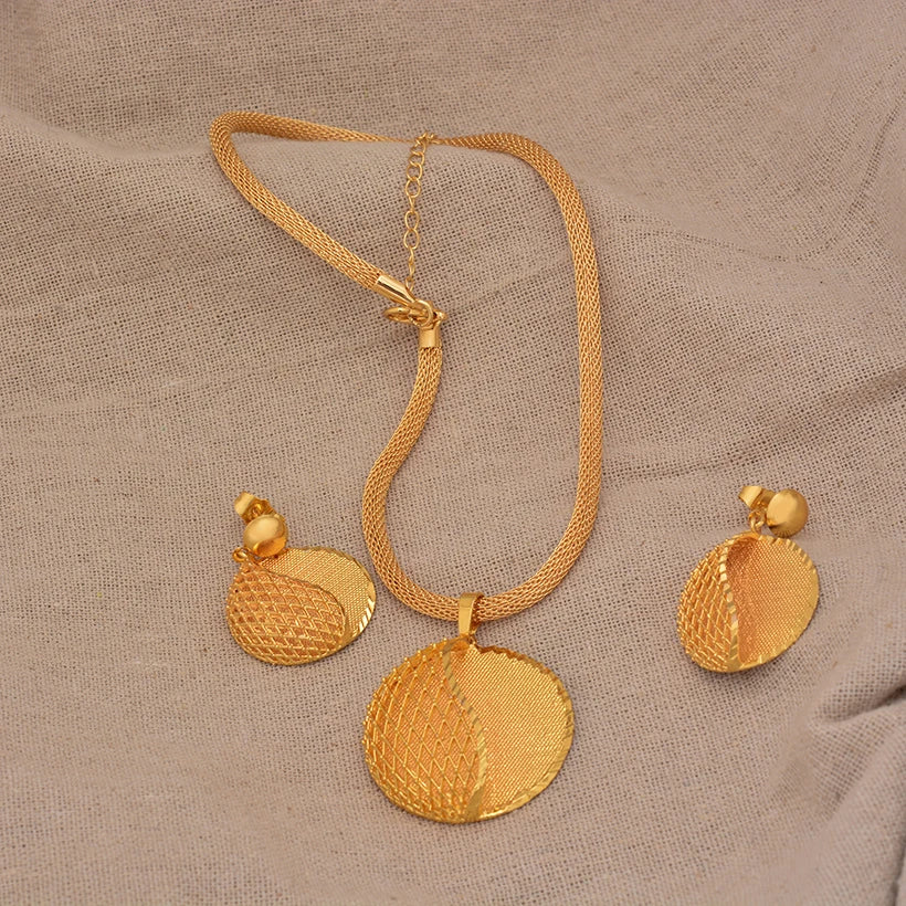 Jewelry Set For Women Gold Plated With Necklace Pendant Nigerian Wedding Jewelry