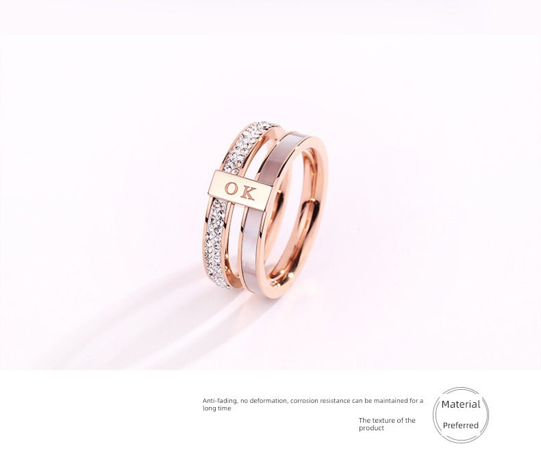 Women's Ins Titanium Steel No Fading Rose Gold Shell Ring
