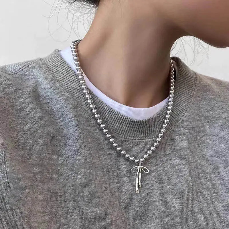 Trend Elegant Jewelry Wedding Big Pearl Pendant Chain Necklace For Women Fashion White Imitation Pearl Choker Necklace