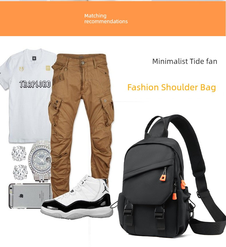 New Chest Bag Men's Casual Sports Backpack Fashion Trendy Multi-Functional Satchel Men's and Women's Neutral Trendy Small Backpack Tide