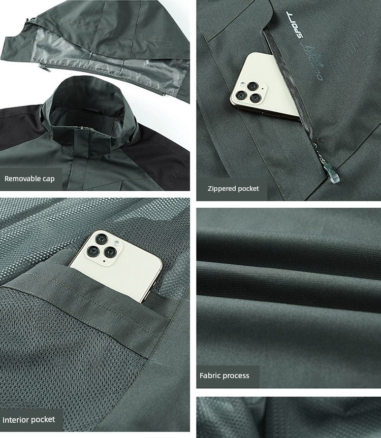 Outdoor Shell Jacket Men's Autumn Fashion Brand plus Size Army Green Outwear Single Layer Color Matching Windproof Women's Mountaineering Clothing