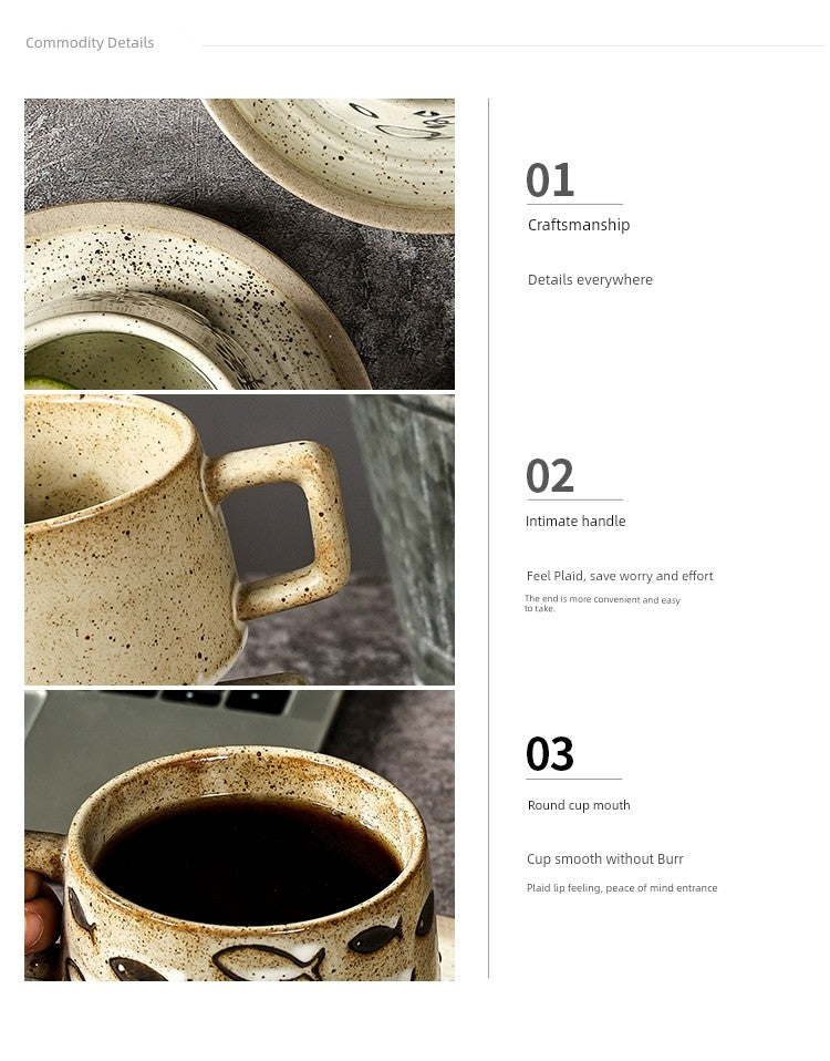 Japanese Retro Small Latte Art Stoneware Coffee Set