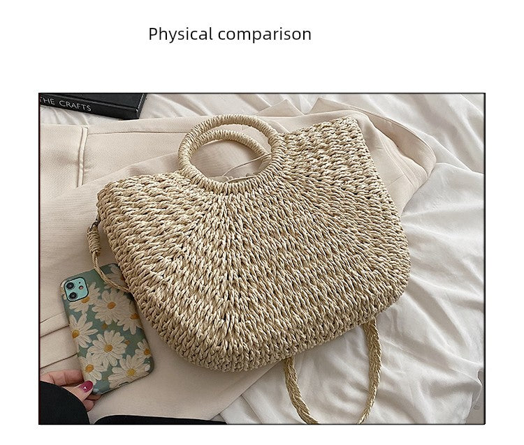 Retro Large Capacity Unique One-Shoulder Straw Bag