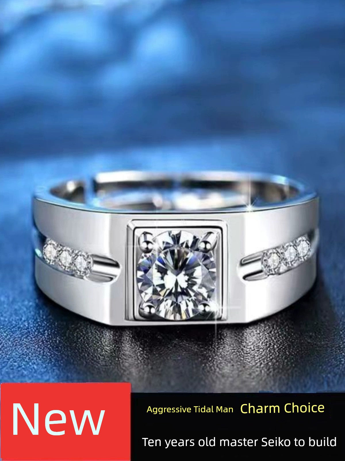 National Inspection Certificate Moissanite Domineering Wedding Couple Diamond Ring