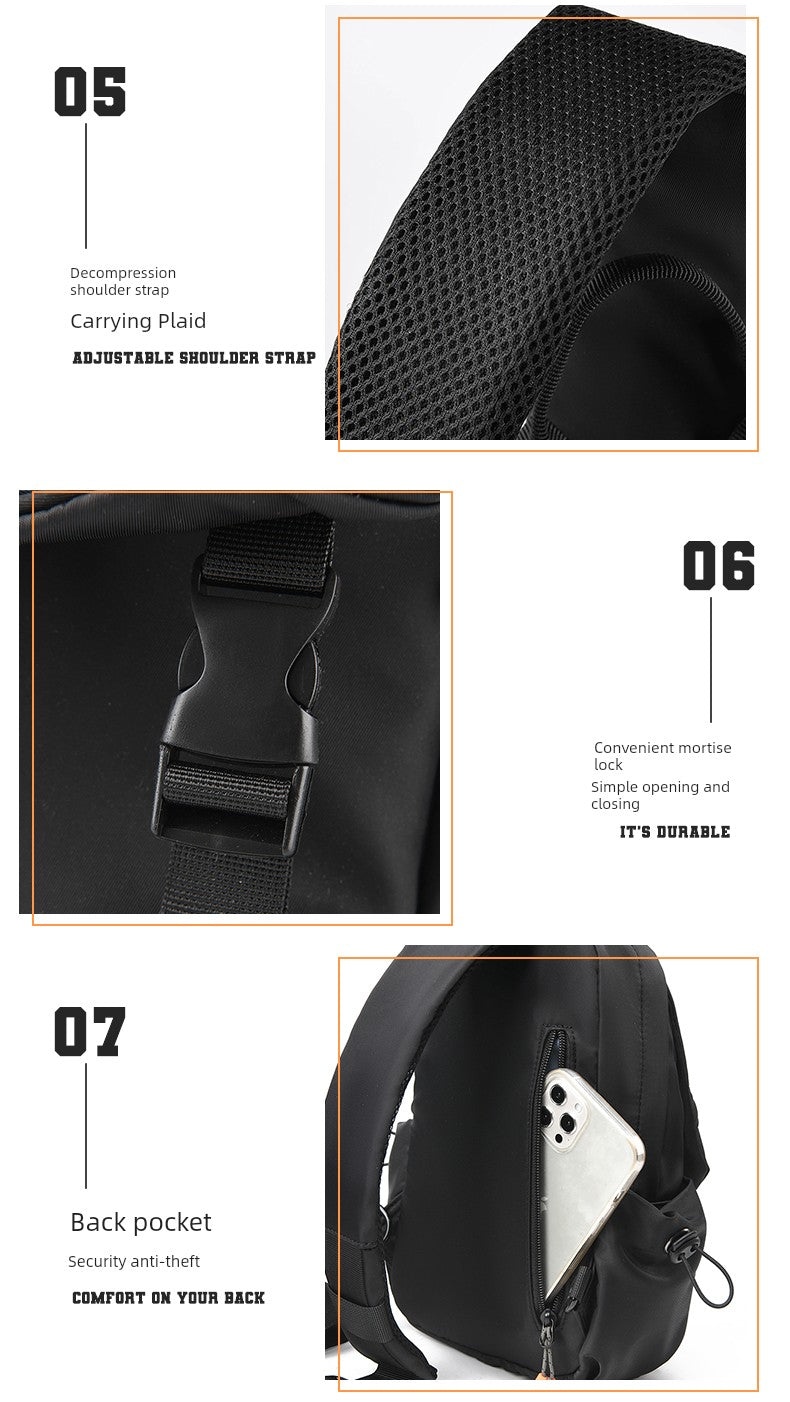 New Chest Bag Men's Casual Sports Backpack Fashion Trendy Multi-Functional Satchel Men's and Women's Neutral Trendy Small Backpack Tide