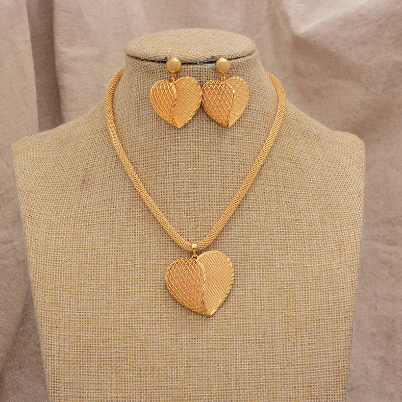 Jewelry Set For Women Gold Plated With Necklace Pendant Nigerian Wedding Jewelry