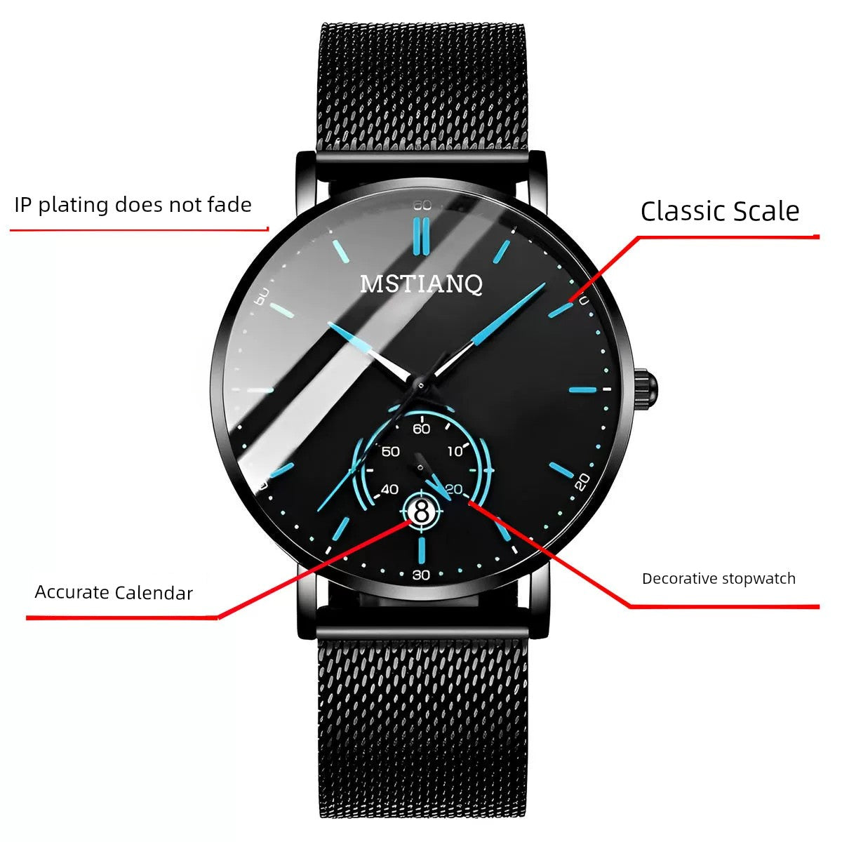 Official Authentic Products Watch Men's Calendar Waterproof Men's Automatic Movement Korean Fashion High-End Famous Brand Watch