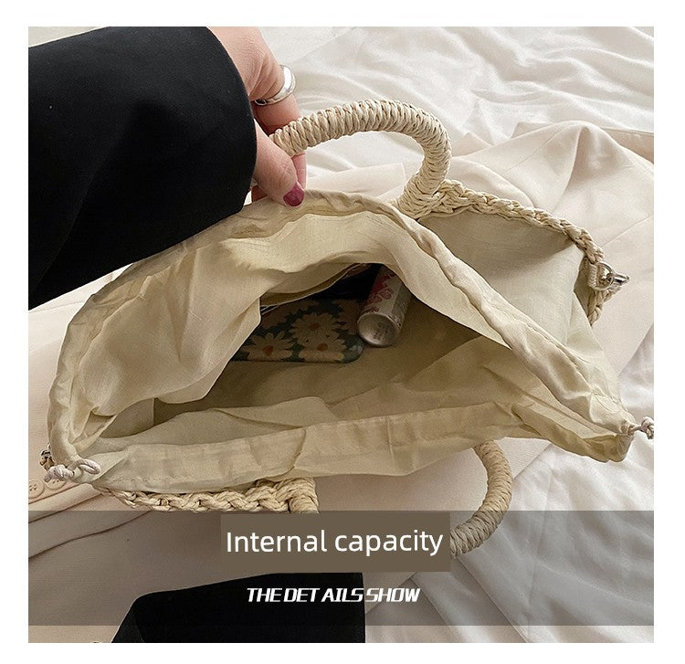 Retro Large Capacity Unique One-Shoulder Straw Bag