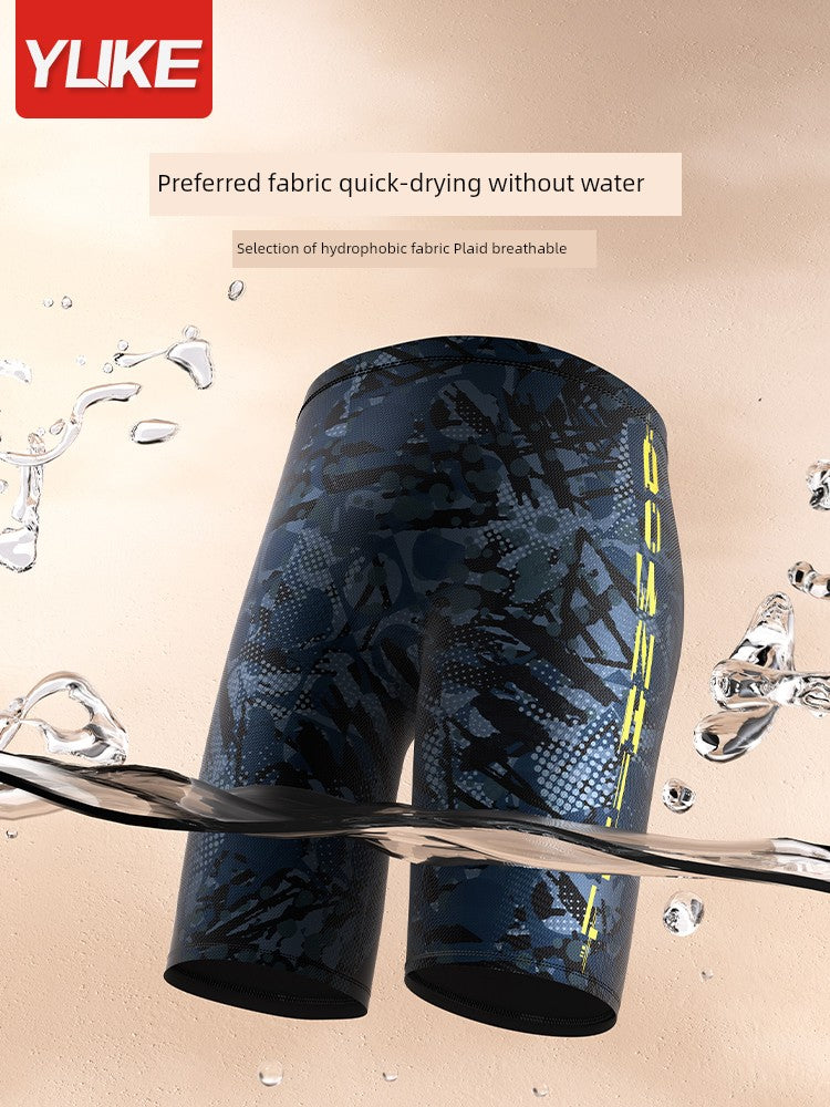 Men's Professional Half Length Three-Piece Hot Spring Swimming Trunks