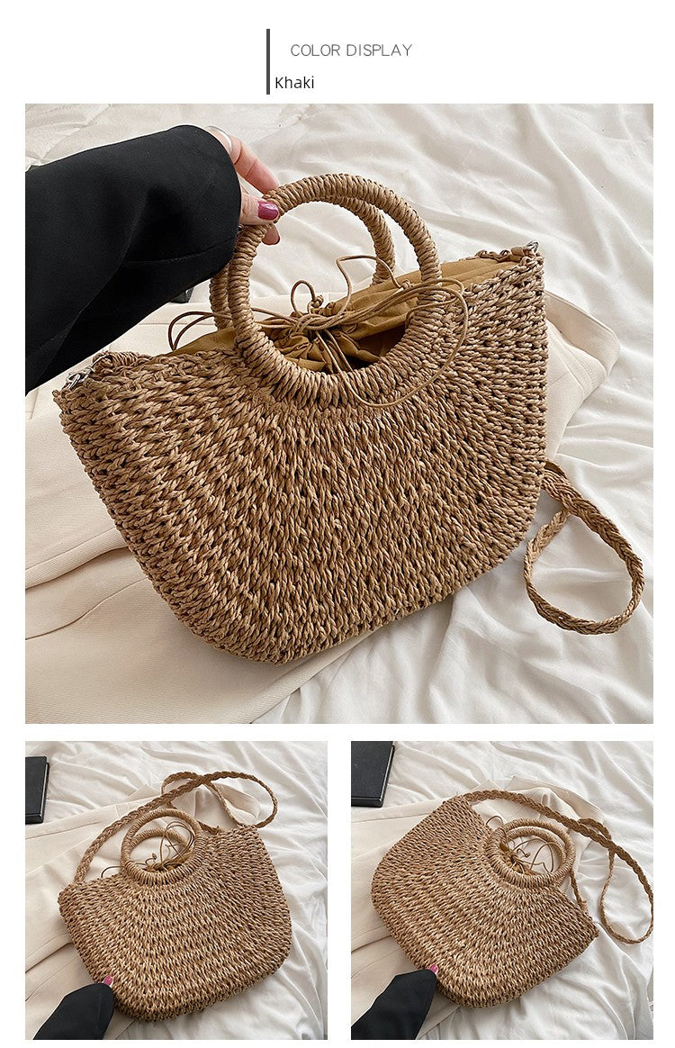 Retro Large Capacity Unique One-Shoulder Straw Bag