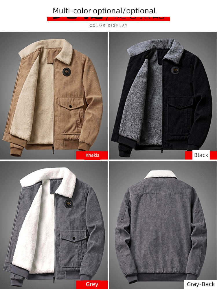 Romon Corduroy Thick Loose Middle-Aged People's Jacket Jacket