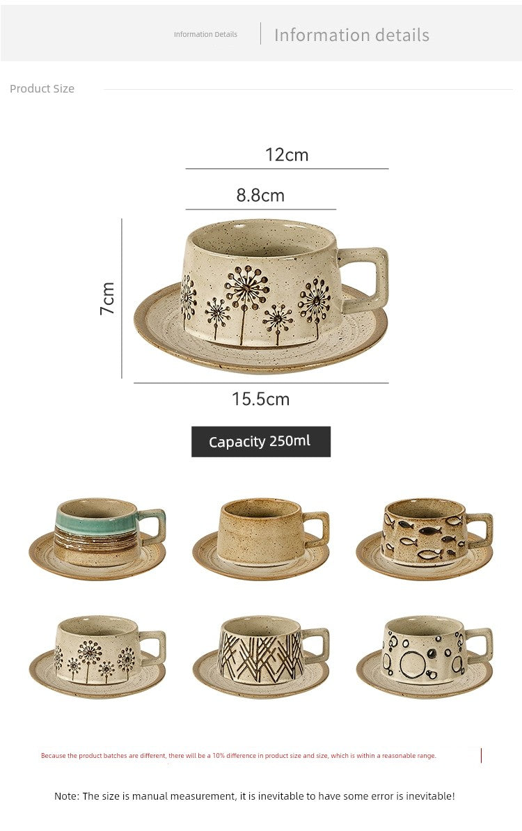 Japanese Retro Small Latte Art Stoneware Coffee Set
