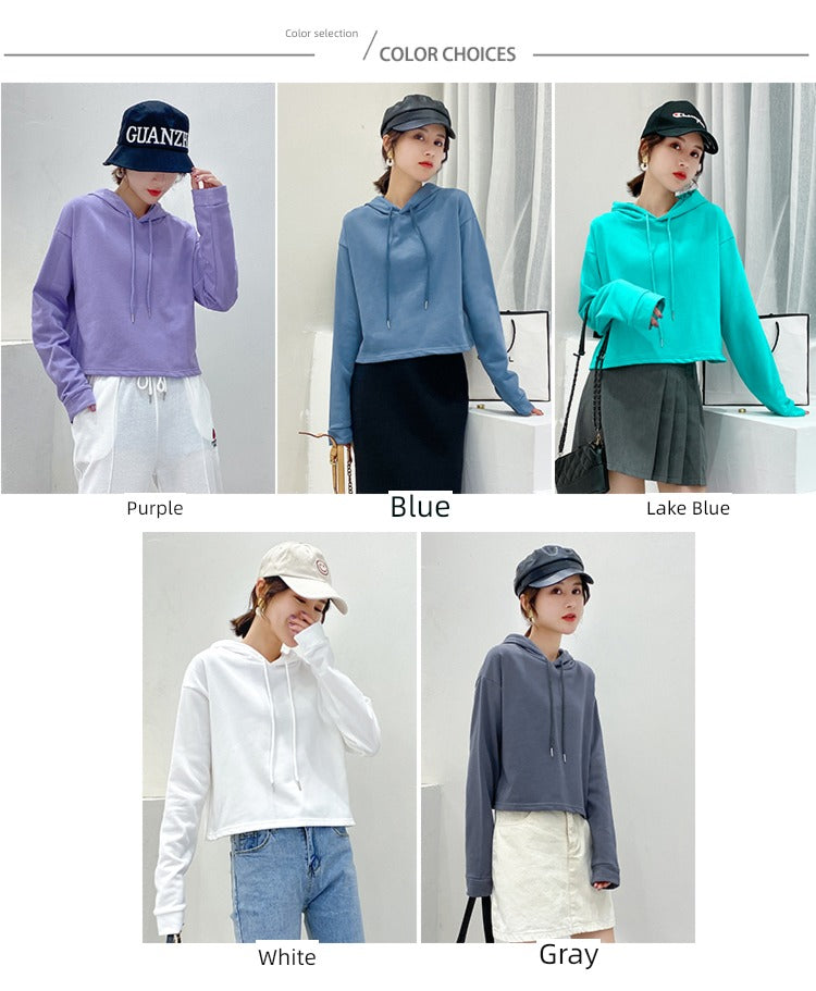 Loose Sweater Fall High Waist Hooded White