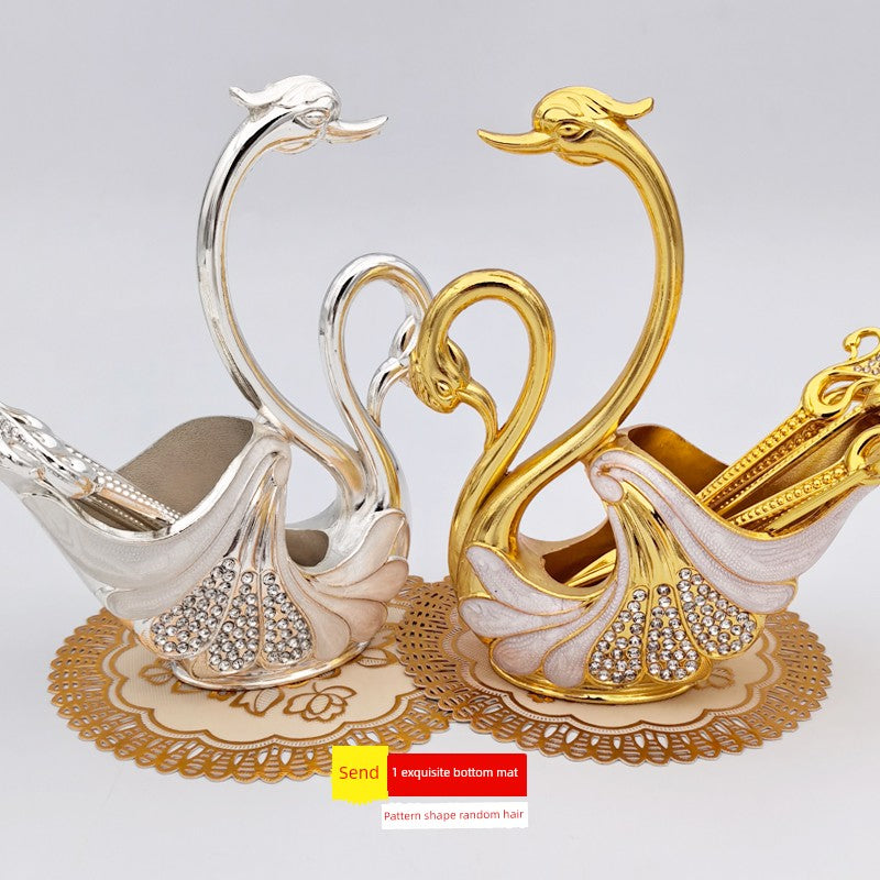 Swan Metal Coffee Spoon Combination Suit Decoration Tableware
