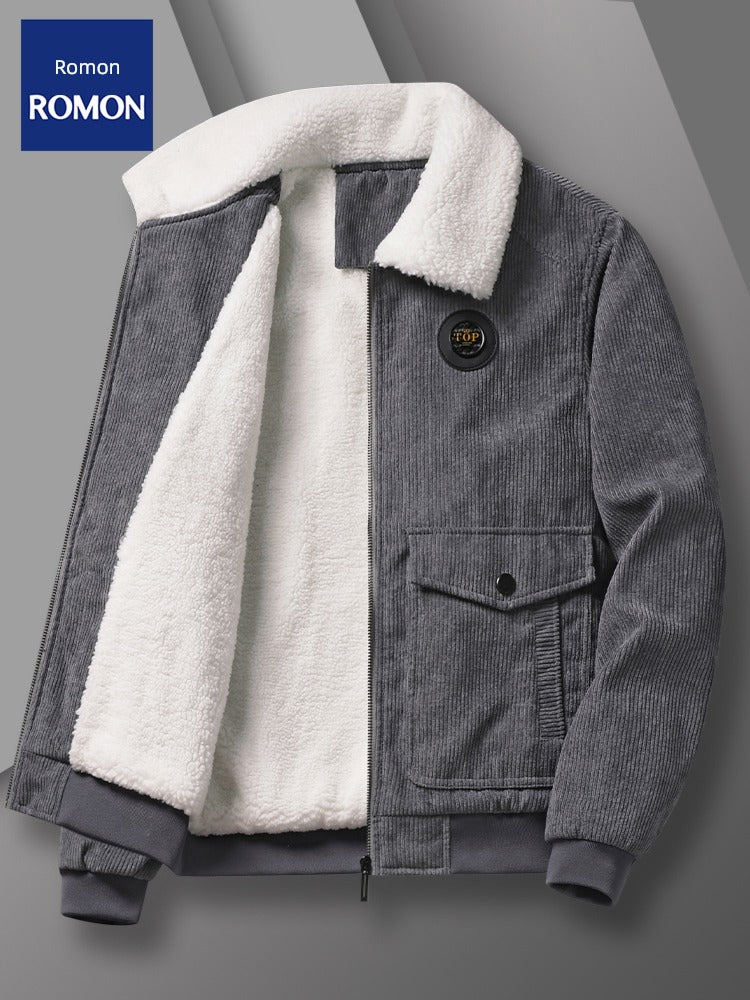 Romon Corduroy Thick Loose Middle-Aged People's Jacket Jacket