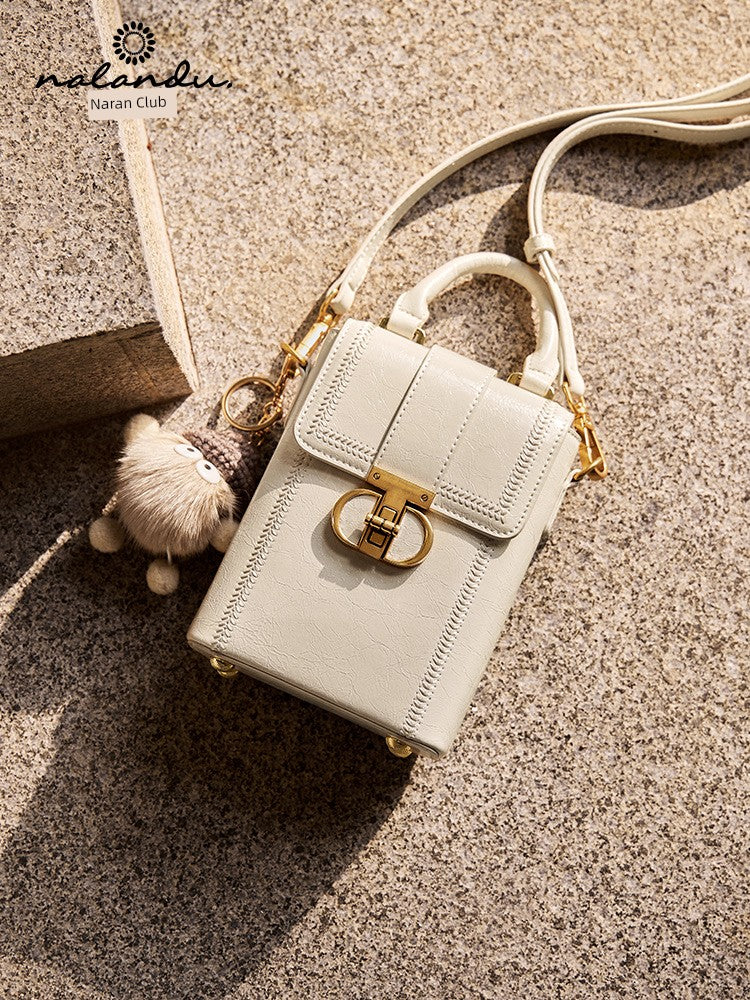 Narandu White Women's Lightweight Leather Phone Bag