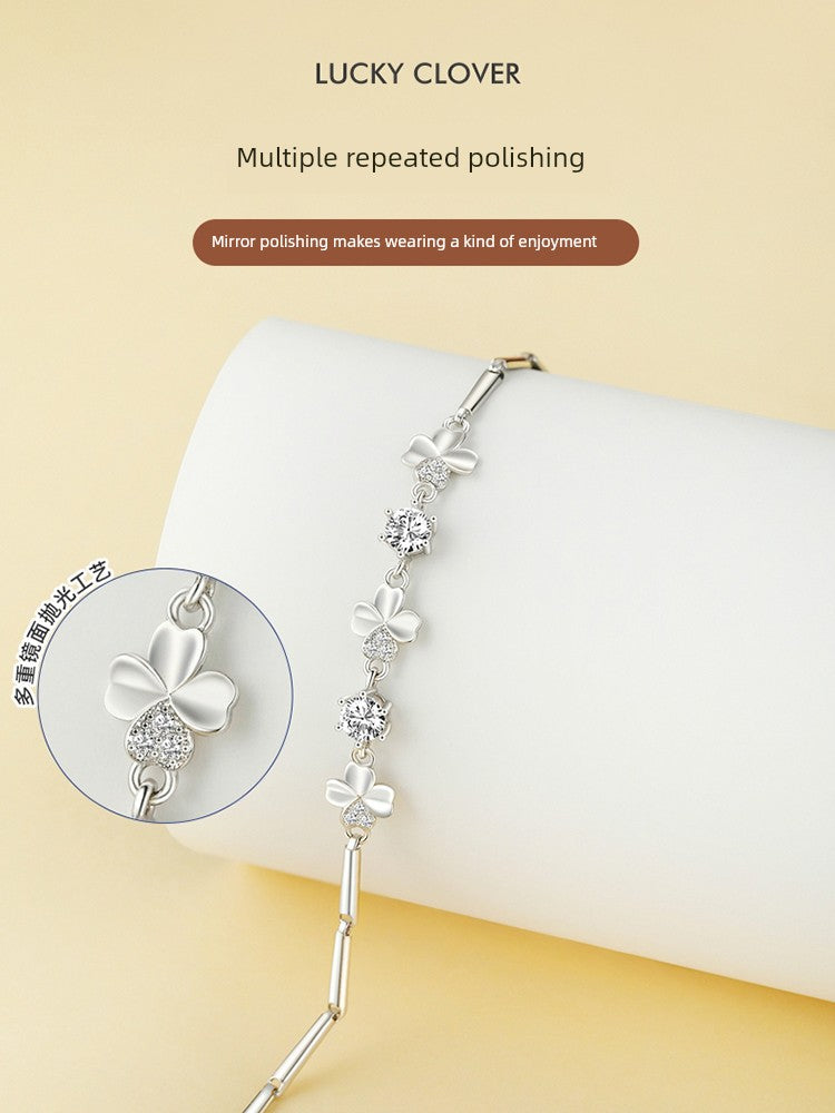 Niche Style Entire Sterling Silver Girl Fancy Four-Leaf Clover