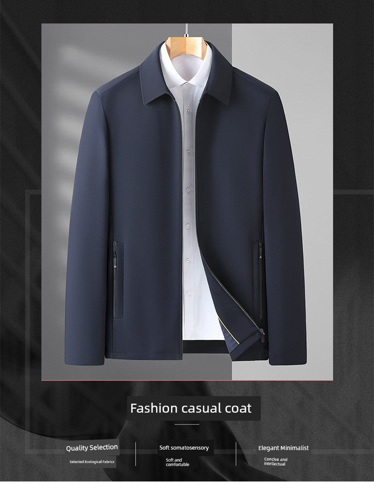 Romon Woolen Jacket Men's Spring and Autumn Lapel Business Casual Wool Jacket Clothing for Middle-Aged Dad Thin Jacket