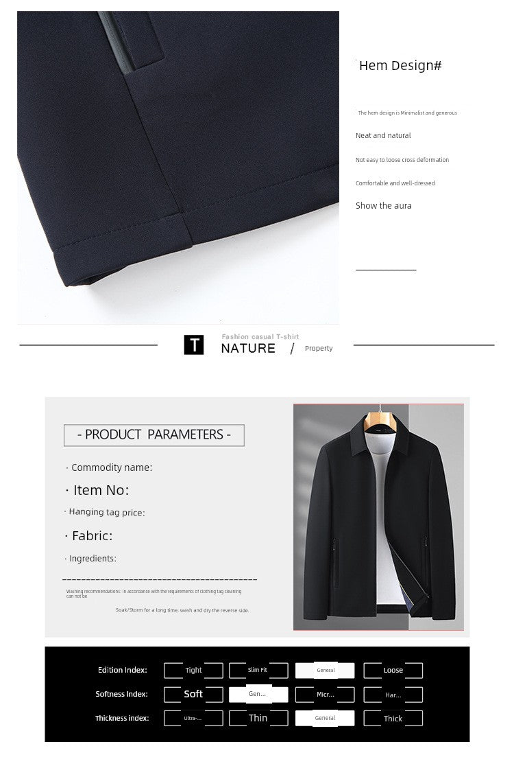 Romon Woolen Jacket Men's Spring and Autumn Lapel Business Casual Wool Jacket Clothing for Middle-Aged Dad Thin Jacket