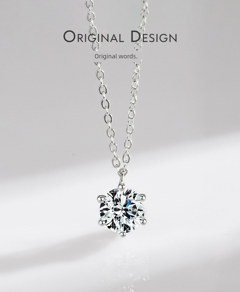 Accessible Luxury 925 Sterling Silver Women's Easiest for Match Clavicle Chain Single Diamond