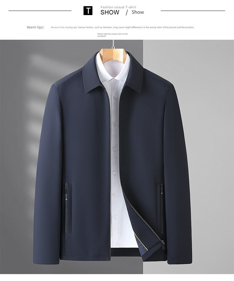 Romon Woolen Jacket Men's Spring and Autumn Lapel Business Casual Wool Jacket Clothing for Middle-Aged Dad Thin Jacket
