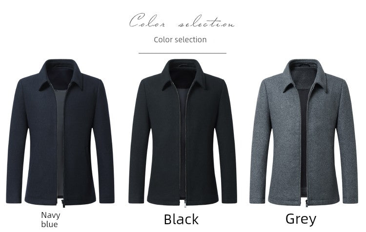 Romon Woolen Jacket Men's Spring and Autumn Lapel Business Casual Wool Jacket Clothing for Middle-Aged Dad Thin Jacket