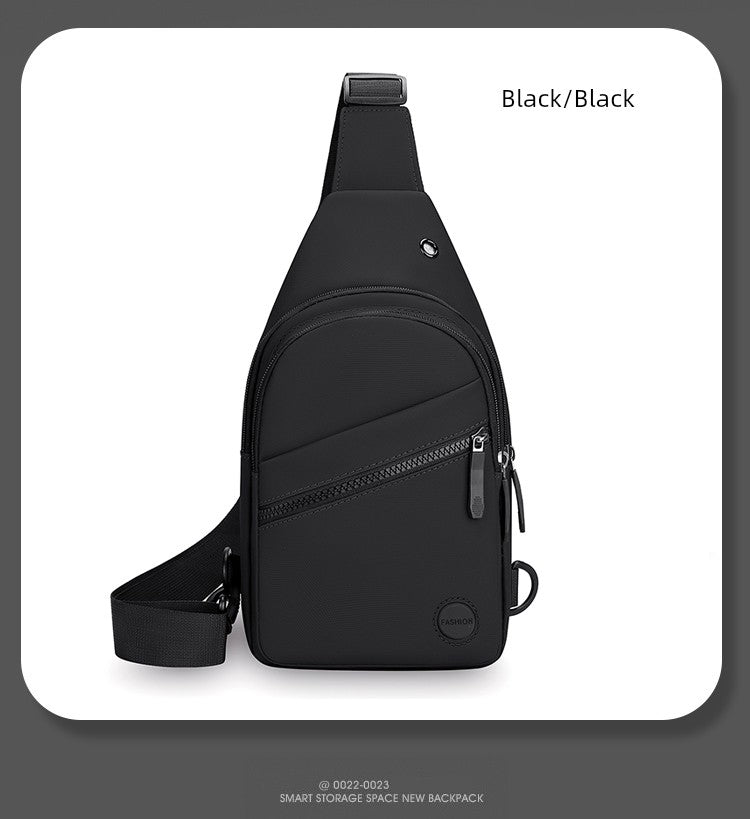 Men Casual Canvas Shoulder Black Chest Pack