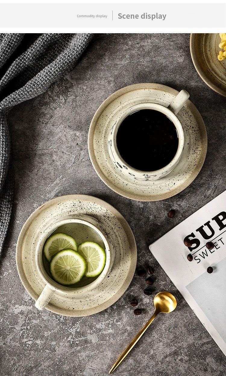 Japanese Retro Small Latte Art Stoneware Coffee Set
