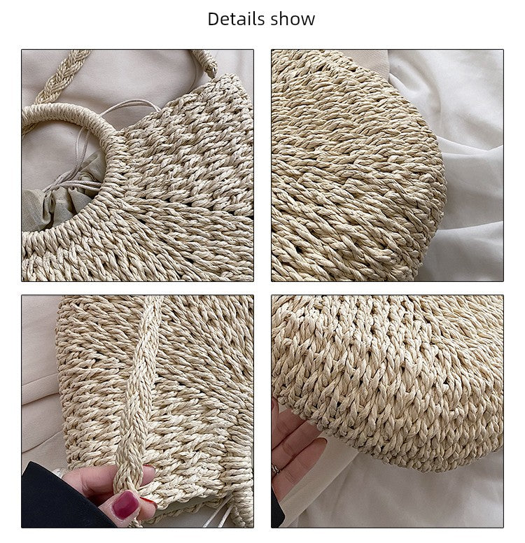 Retro Large Capacity Unique One-Shoulder Straw Bag