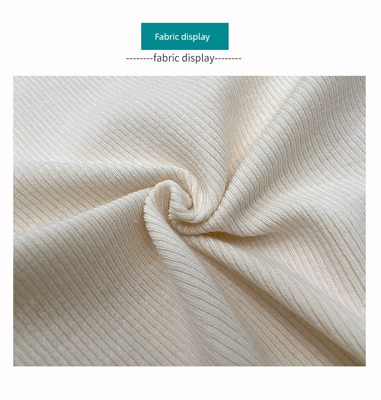 Fall and Winter Elastic Threaded Long Sleeve Silm Short Bottoming Shirt