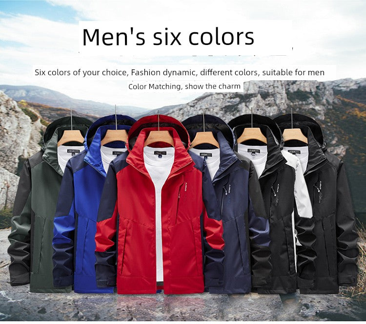 Outdoor Shell Jacket Men's Autumn Fashion Brand plus Size Army Green Outwear Single Layer Color Matching Windproof Women's Mountaineering Clothing