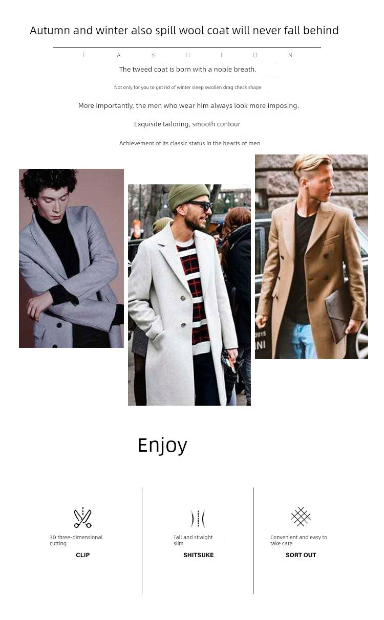 Romon Woolen Jacket Men's Spring and Autumn Lapel Business Casual Wool Jacket Clothing for Middle-Aged Dad Thin Jacket