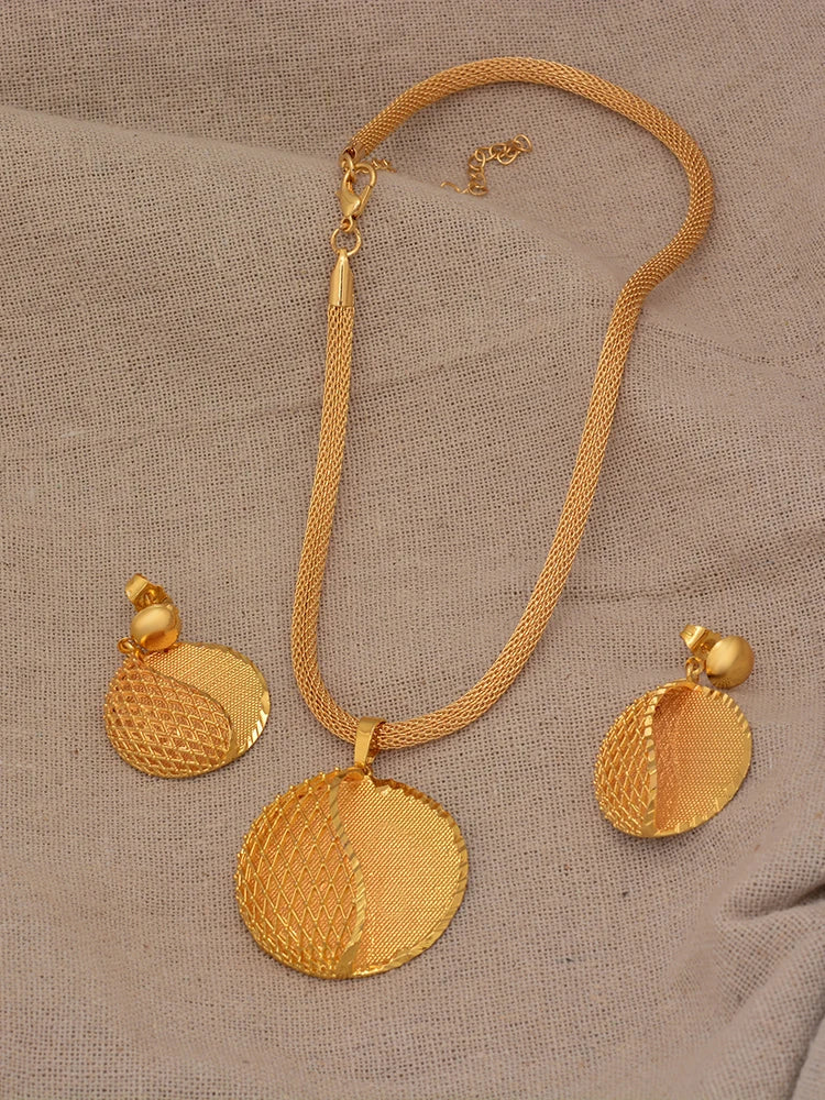 Jewelry Set For Women Gold Plated With Necklace Pendant Nigerian Wedding Jewelry