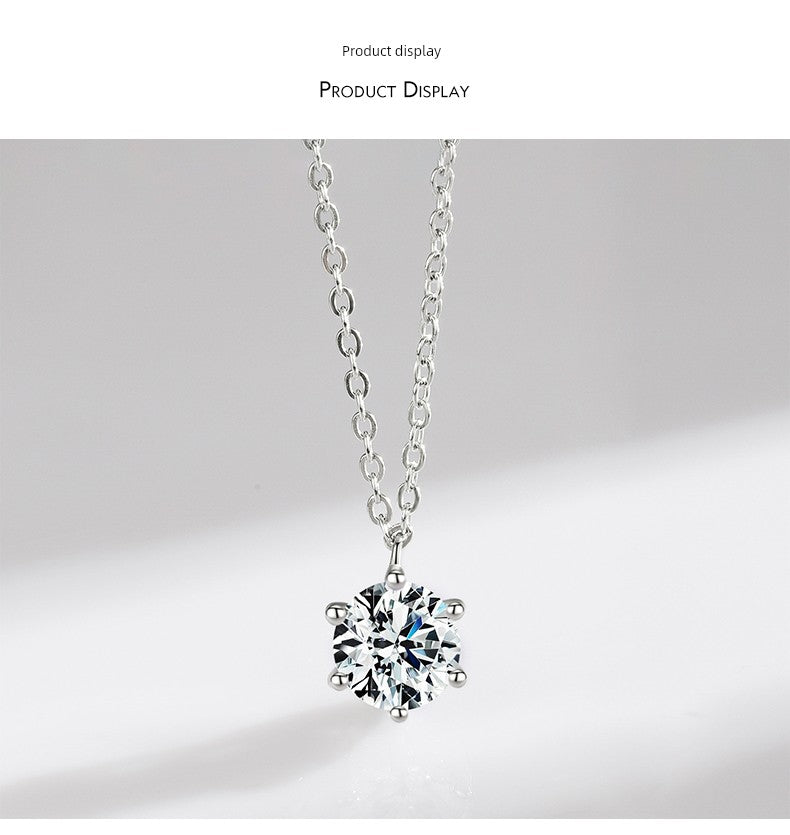 Accessible Luxury 925 Sterling Silver Women's Easiest for Match Clavicle Chain Single Diamond