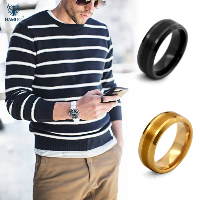 Light Luxury Single Men's Tungsten Gold Ring