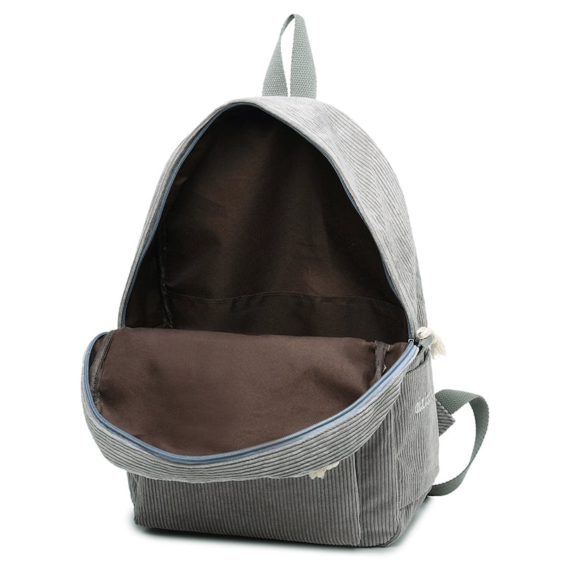 Schoolbag Female K-style Harajuku Ulzzang Easiest for Match High School Student Stylish Corduroy Preppy Style Backpack Female Backpack