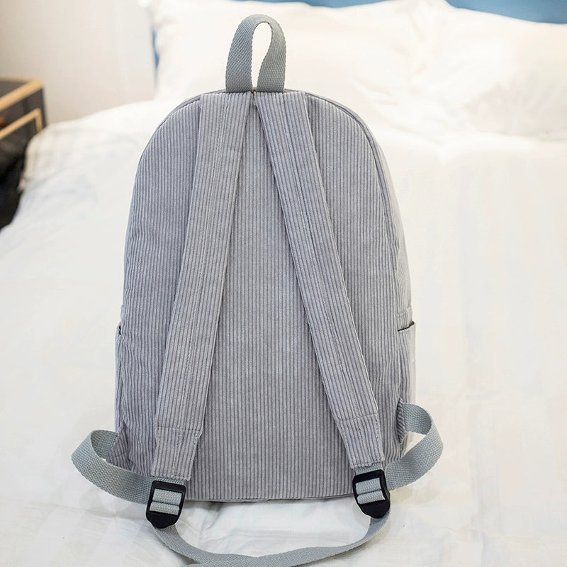 Schoolbag Female K-style Harajuku Ulzzang Easiest for Match High School Student Stylish Corduroy Preppy Style Backpack Female Backpack