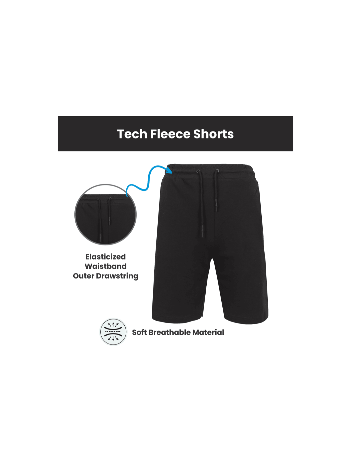 3-Pack Men's Tech Fleece Jogger Lounge Sweat Shorts (Sizes, S-2XL)
