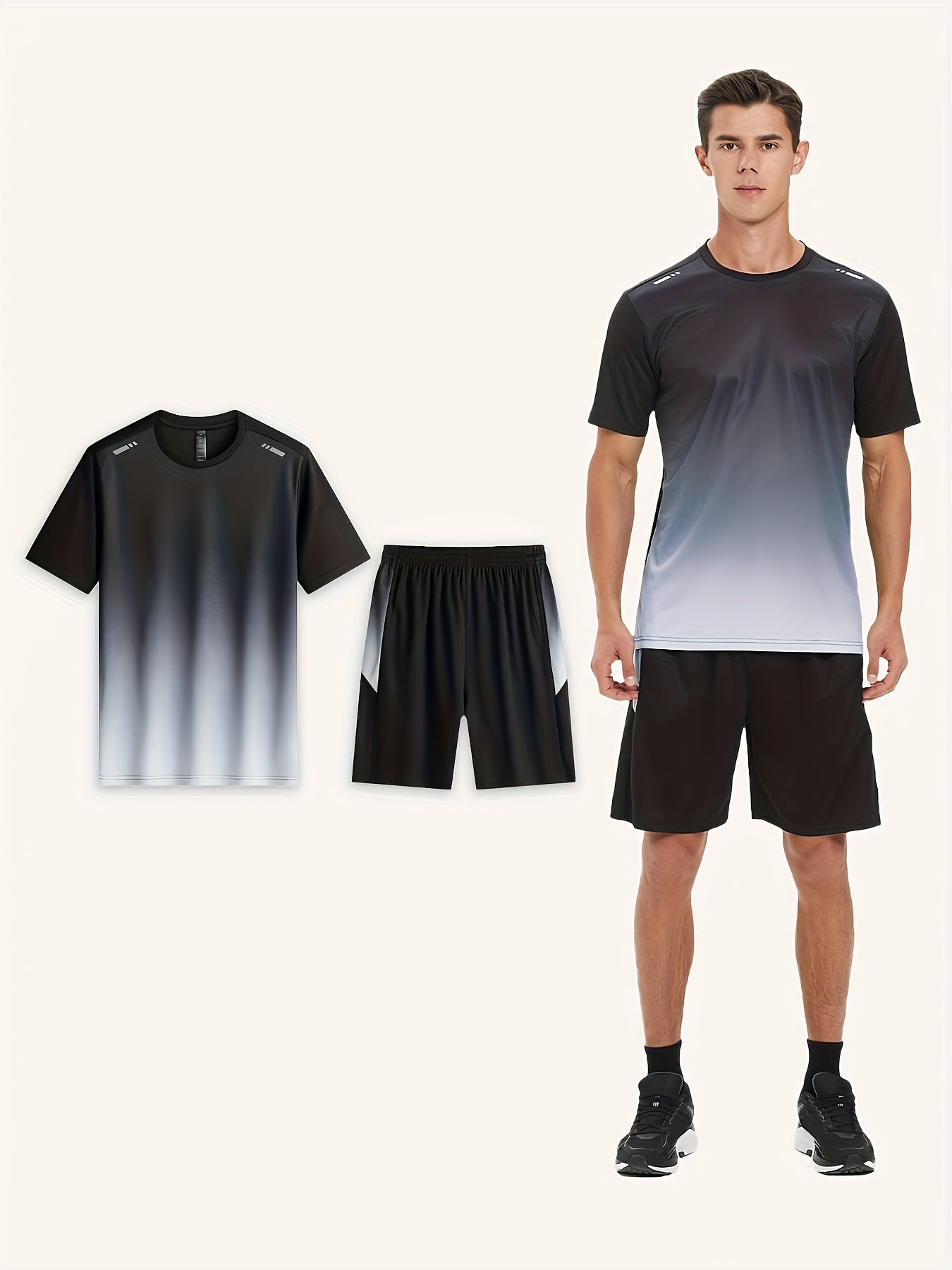 Six Piece Sports Suit Men's Running And Fitness Clothes Breathable Short Sleeved Ice Silky T-shirt Quick Drying Clothes Basketball Equipment Vest Summer Sports Gym Yoga Daily Wear Holiday Gifts