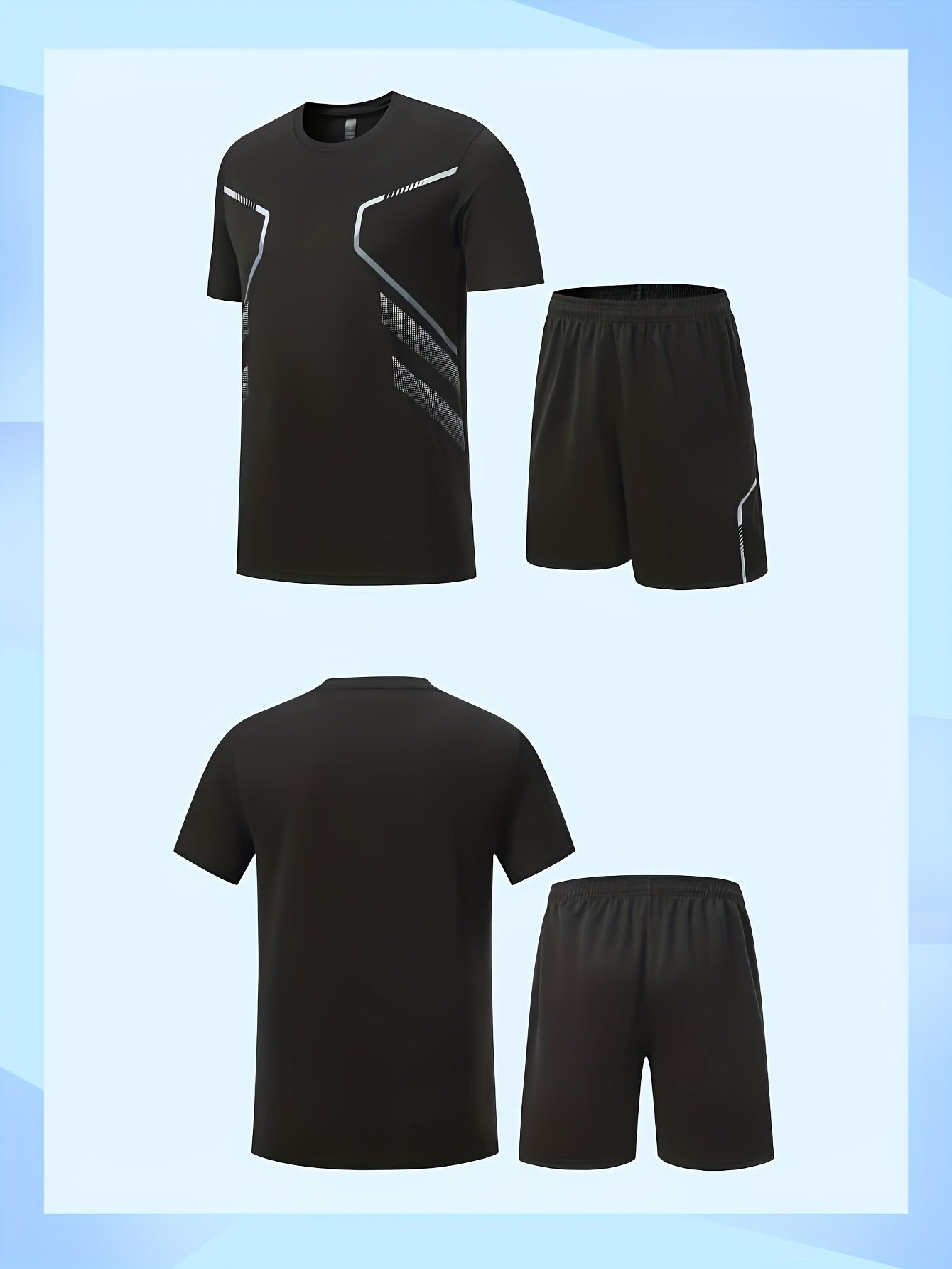 Six Piece Sports Suit Men's Running And Fitness Clothes Breathable Short Sleeved Ice Silky T-shirt Quick Drying Clothes Basketball Equipment Vest Summer Sports Gym Yoga Daily Wear Holiday Gifts